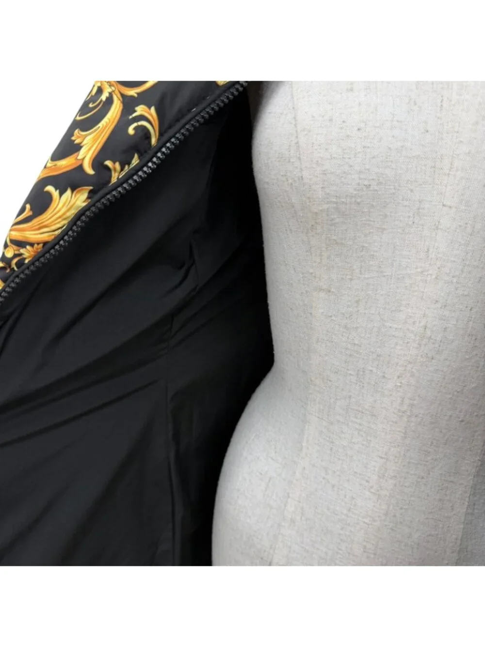 Versace Medusa Belt Baroque Long Length Down Coat Black Gold 36